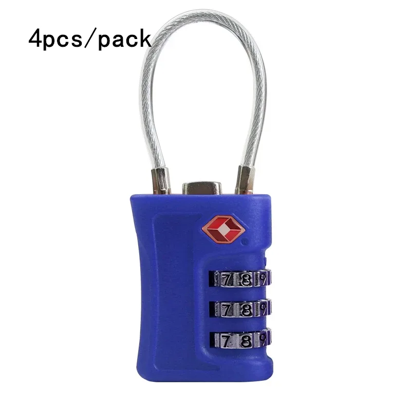 lot de 4 cadenas à code douanier tsa pour bagages de voyage, cadenas noir à design contrastant, cadenas à combinaison à 3 chiffres, code modifiable