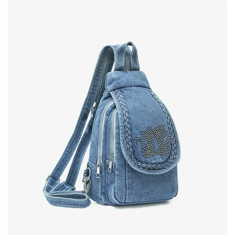 sacs à dos en jean tendance pour femmes, petits sacs de voyage, sacs à dos en jean pour femmes, sacs de poitrine pour femmes