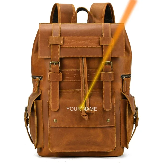luufan-sac à dos en cuir véritable de grande capacité pour homme, sac à dos pour ordinateur portable 17 pouces, sac à bandoulière multifonction, sac à dos de voyage pour homme