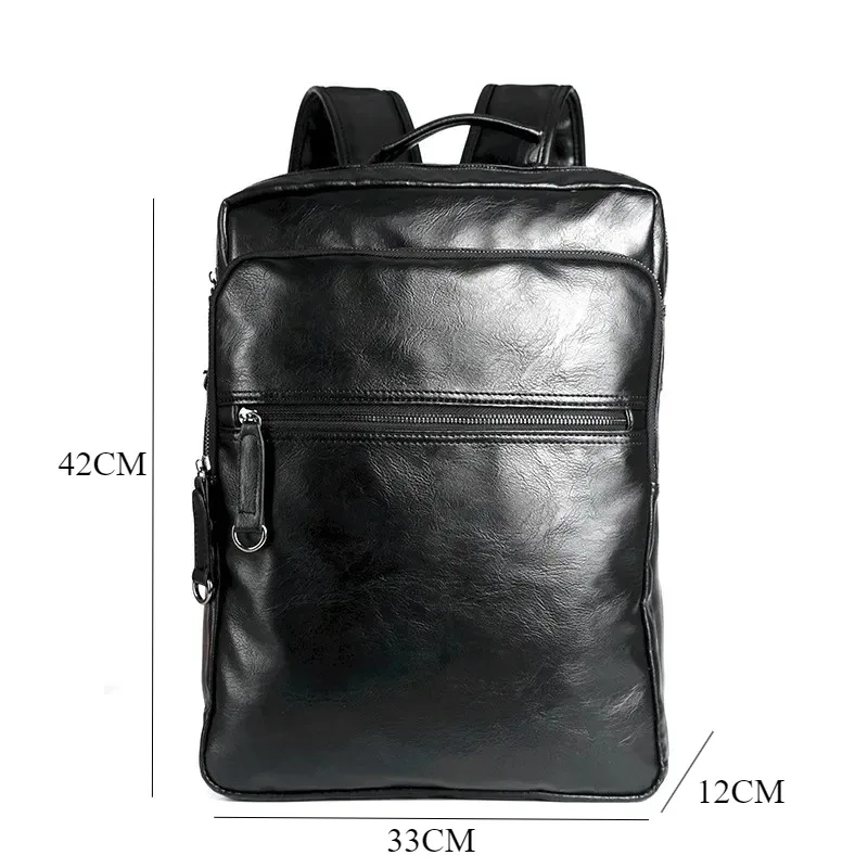 sac à dos étanche hommes en cuir pu souple 15.6 pouces sacs à dos d'ordinateur portable hommes sac à dos de voyage décontracté sac à main multifonctionnel sacs à dos