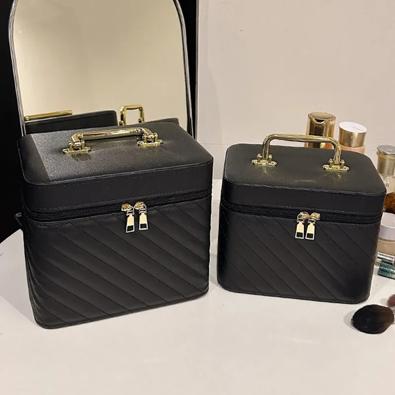 trousse de maquillage en pu pour femme, sac de toilette cosmétique, boîte à cosmétiques, valise de rangement pour maquillage