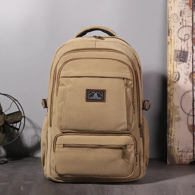 sac à dos rétro en toile pour hommes, sac de voyage en plein air, grande capacité, épais et durable, unisexe, pour ordinateur portable d'étudiant