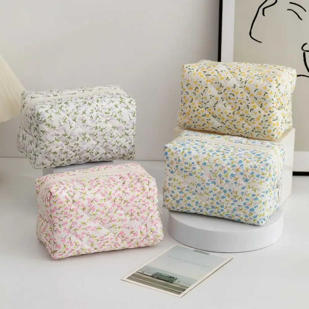 Trousse de maquillage de voyage florale pour femmes, pochette de rangement pour articles de toilette de grande capacité, étui à cosmétiques souple B8H9