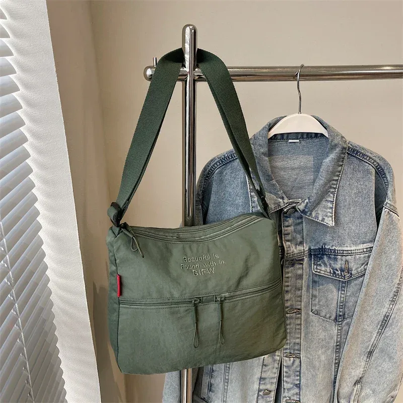 sac à main délavé pour femmes, pochette de voyage à la mode, multi-poches, imperméable, à bandoulière alertes onale, sacoche d'école douce et décontractée