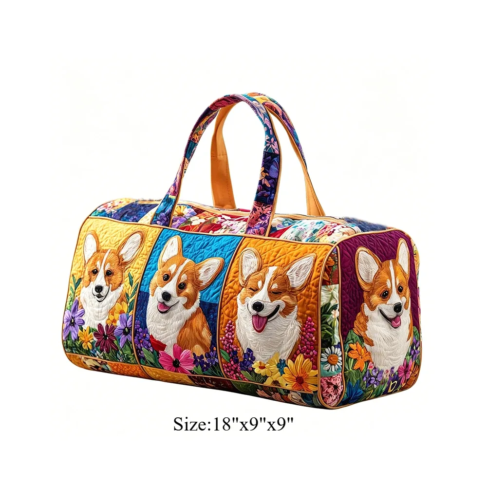 sac de voyage matelassé corgi pour femme, sac de week-end imprimé animal 3d, sac fourre-tout de voyage, sac de sport pour vacances d'été, bagage de nuit, pour les amoureux des animaux