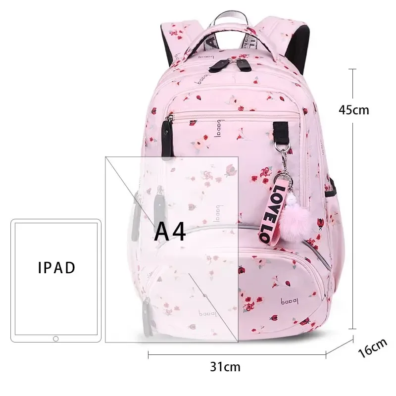 sac à dos imprimé floral pour jeunes filles, sac à dos pour écoliers primaires, fournitures de retour à l'école, sac de livre