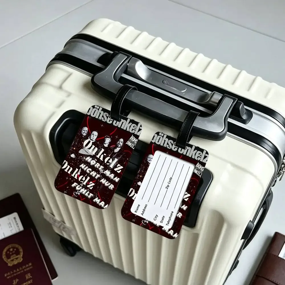 étiquette d'identification de bagage anti-perte en pvc hot band b-bohse o-onkelz, porte-carte d'information amovible, étiquette de bagage de voyage
