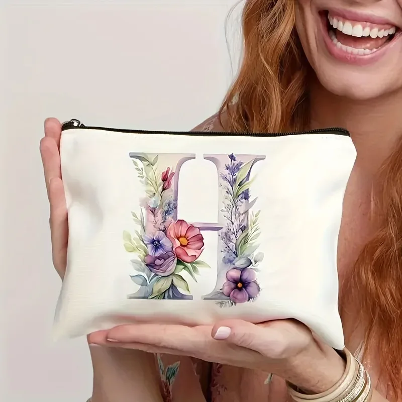 trousse de maquillage pour femme a-z lettre motif créatif sacs de maquillage sac de rangement sacs à fermeture éclair pochette de maquillage