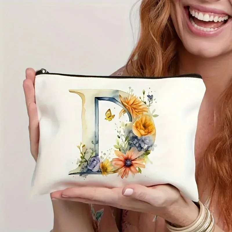 trousse de maquillage pour femme a-z lettre motif créatif sacs de maquillage sac de rangement sacs à fermeture éclair pochette de maquillage