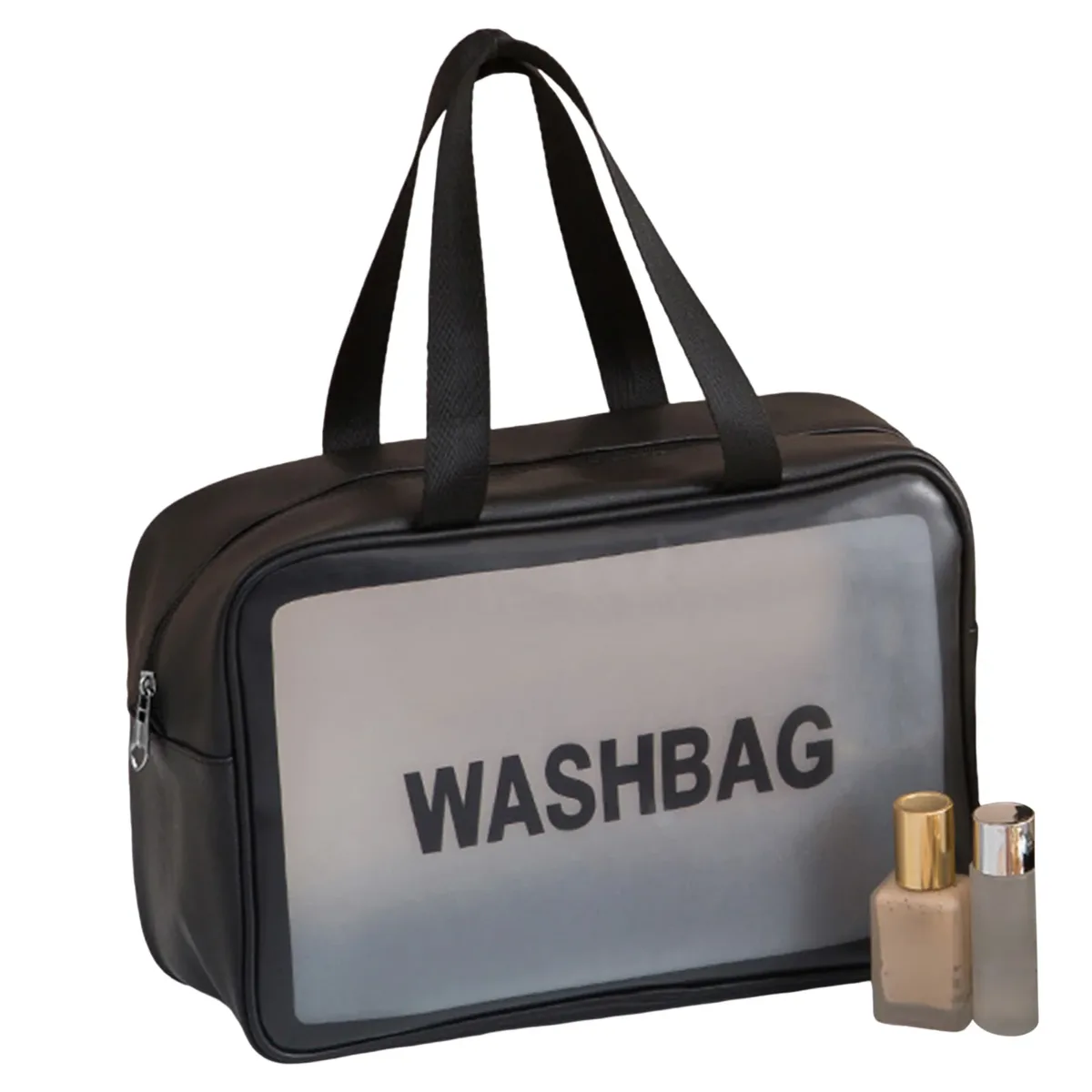 sac de toilette portable en pu pour femmes et hommes, sac de maquillage transparent imperméable, organiseur de toilette pour accessoires