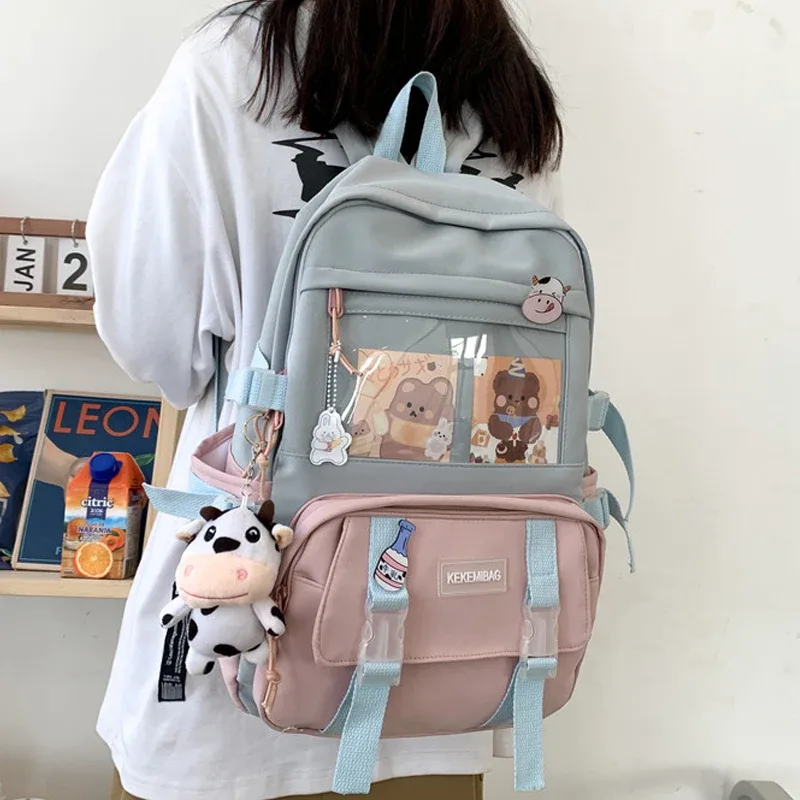 sac à dos en toile kawaii pour femme, cartable pour adolescente, sac à dos pour ordinateur portable, sac de voyage de loisirs, nouvelle mode