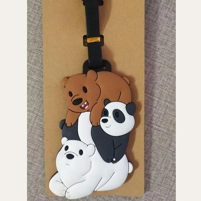 étiquette bagage gel silice ours expressions couleurs noires blanches bleues voyage famille enfants identification valises cartes identités