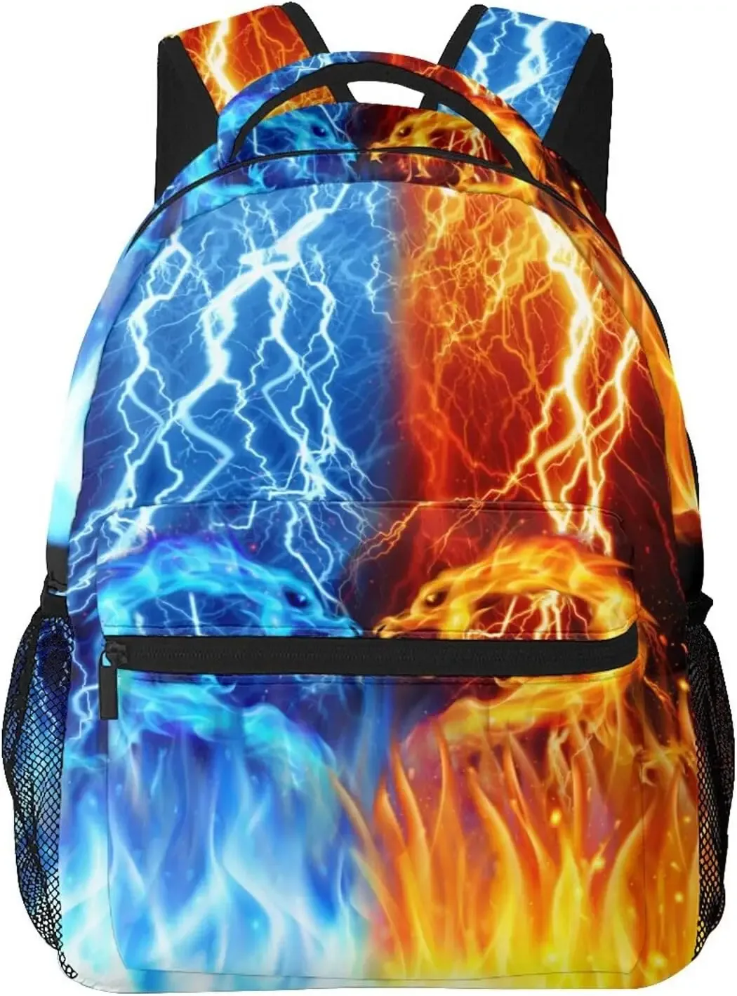 sac à dos dragon de feu rouge et bleu pour garçons âgés de 4 à 12 ans, sac à dos cool lightning, sac à livres animal pour enfants de 2e, 3e, 4e, 5e et 6e année