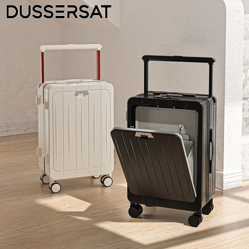 Valise Bagage Roulettes ABS Blanc Vert Motif Lignes Horizontales Poignée Télescopique Compartiment Avant Roues Toupie Usage Voyage Affaires