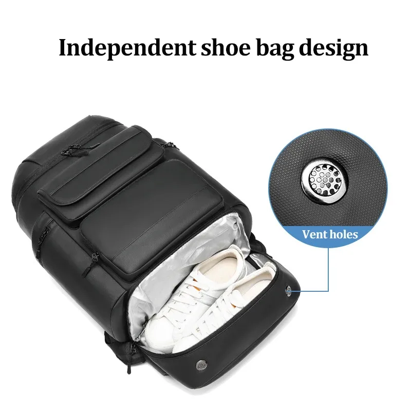 sac à dos de voyage étanche de grande capacité pour hommes, sac d'alpinisme en plein air, sac à dos pour ordinateur portable, sac à dos d'affaires avec sac à chaussures, 50l