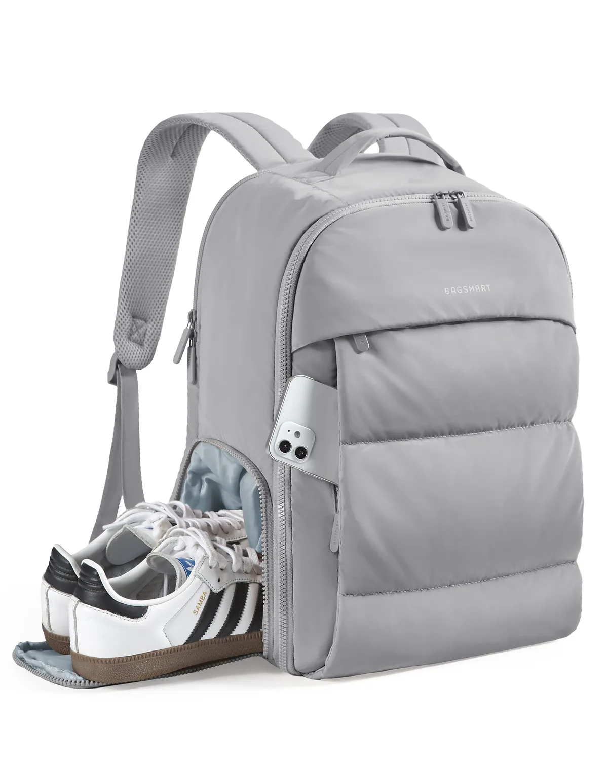 sac dos beige pvc décontracté compartiments chaussures bijoux grande capacité résistant eau week end affaires commute