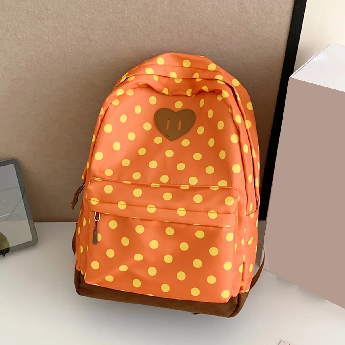 sac à dos mignon à pois en nylon pour femmes, grande capacité, pour ordinateur portable, plusieurs poches, sac de voyage pour le shopping, les voyages et le travail