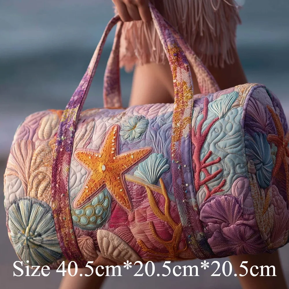 sac de plage matelassé 3d pour hommes et femmes, imprimé en relief y2k, coquillage, palmier, sac de voyage, sac de plage d'été