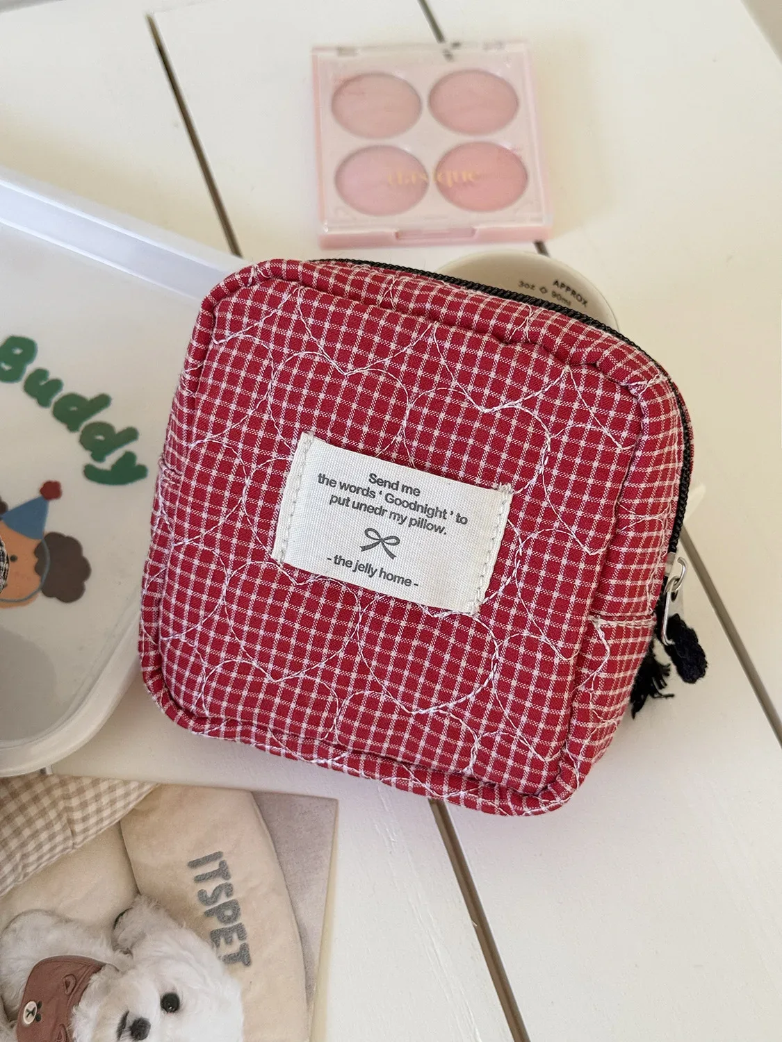 sacs à cosmétiques matelassés à carreaux en forme de cœur pour femmes, trousse de maquillage de grande capacité, sac de rangement de voyage pour dames, sac à main décontracté pour filles, pochette