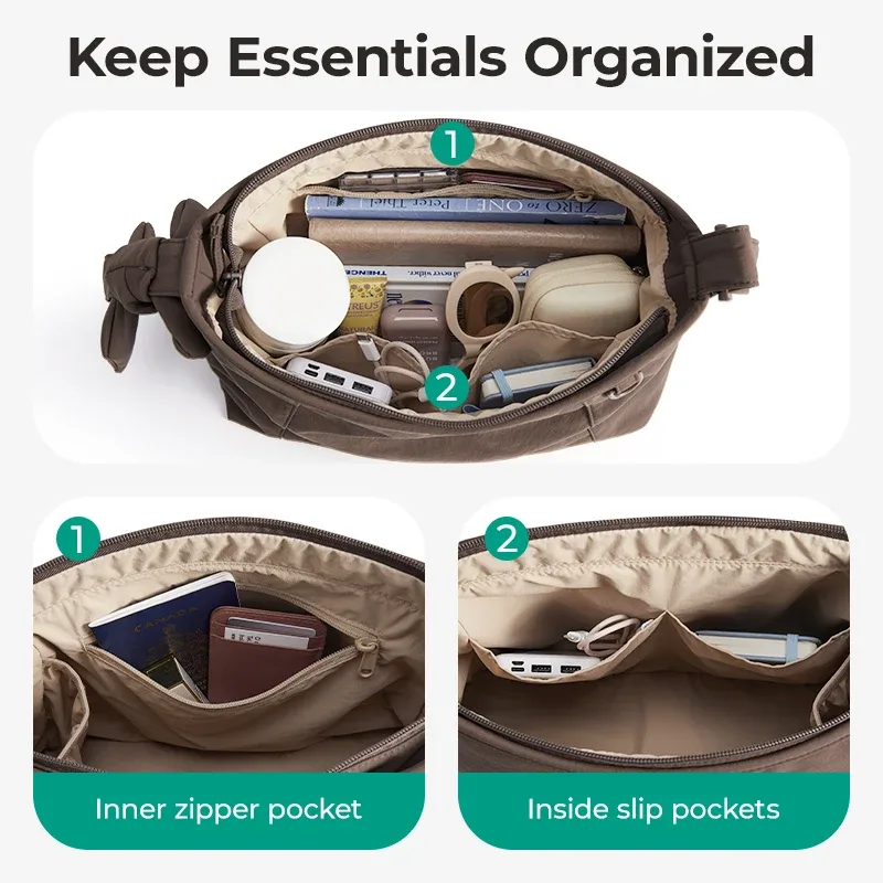 bagsmart sac bandoulière grande capacité pour femme, sac à main décontracté, sac de voyage étanche, sac à bandoulière multifonction pour la nuit
