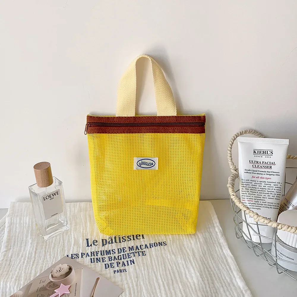 sac à main en maille, sac de maquillage, pochette de maquillage pour femmes, sac de lavage portable, sac de plage, clé mobile, sacs de rangement pour petits articles, organisateur