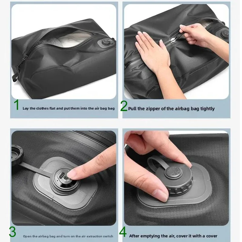 sac de compression automatique (pompe à air intégrée) réutilisable, pliable, pour voyages en plein air, valises et sacs à dos