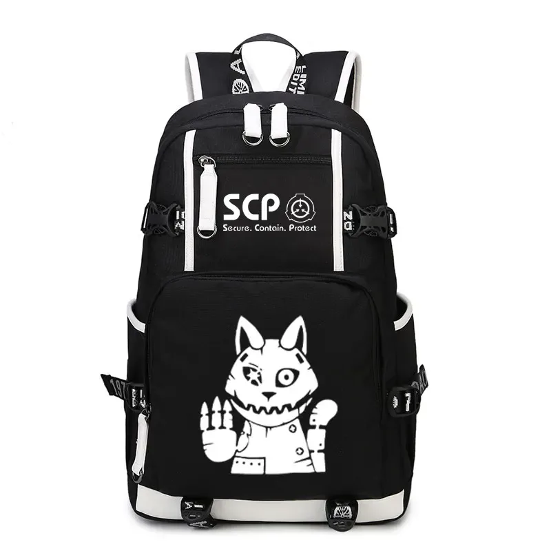 sac à dos scp secure contain protect, cartable noir, sacs d'école de dessin animé, sac à dos de voyage lumineux, sacs initiés par ordinateur portable usb