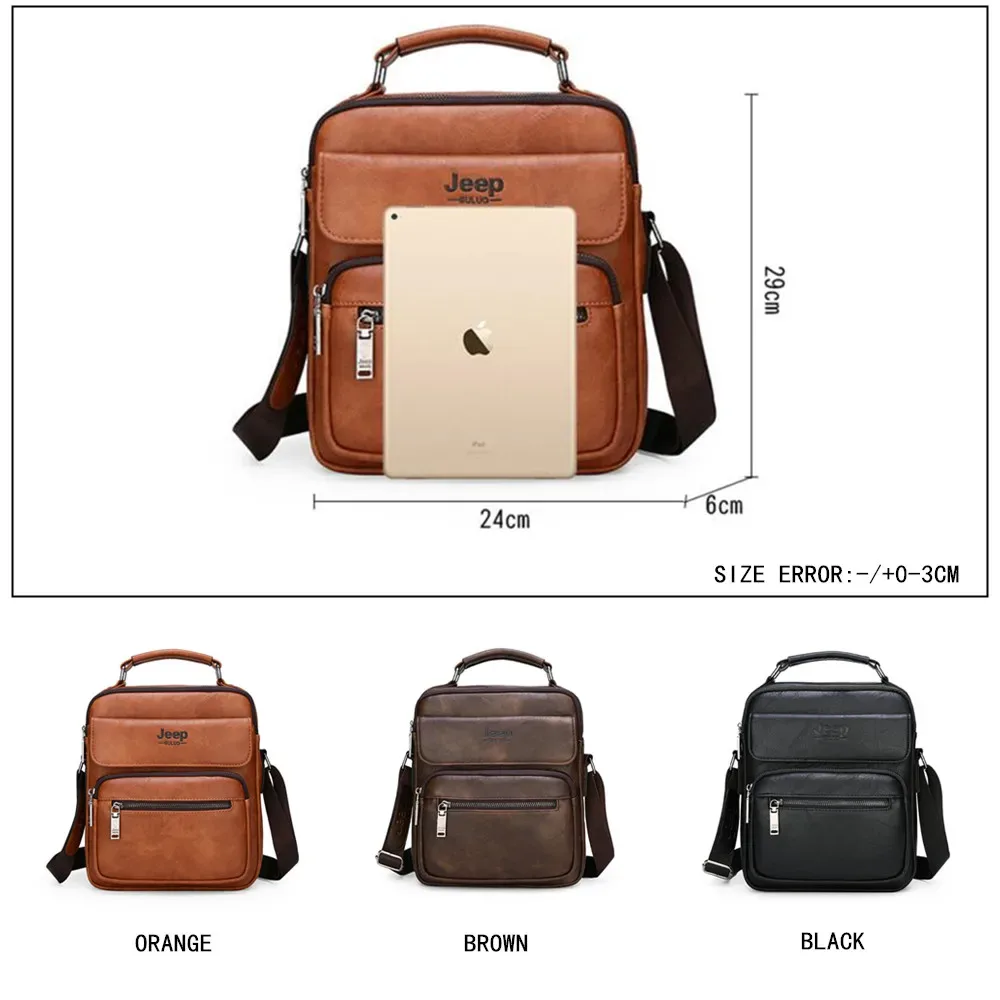 jeep buluo sacs à main pour hommes marque célèbre grande taille homme en cuir bandoulière sac à bandoulière pour 9.7 pouces ipad décontracté affaires