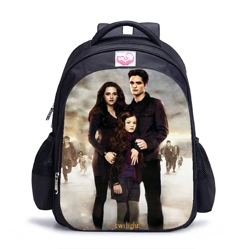 sac dos polyester twilight personnages imprimés pochette mesh latérale poche fendue ceinture air enfant adolescents usage école jour