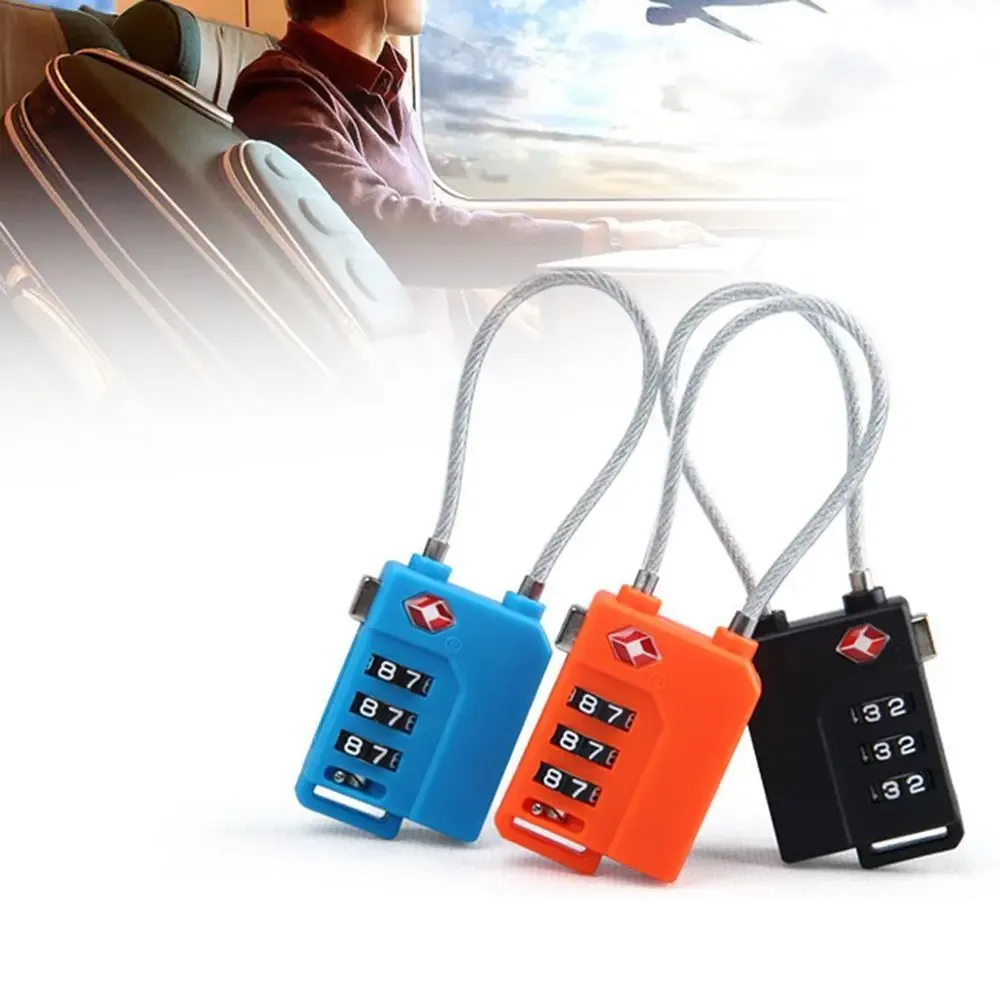 cadenas combiné serrure tsa métallique noire blanche logo rouge chiffres rotatifs poignée voyage sécurité valises bagages