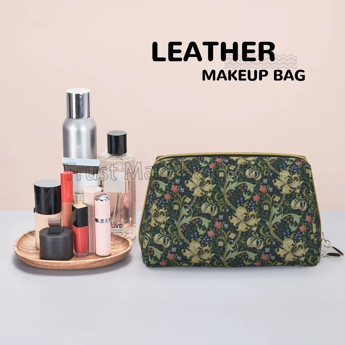 trousse de maquillage en cuir imprimé william instability pour femme, trousse de toilette cosmétique de voyage, grande capacité, étanche