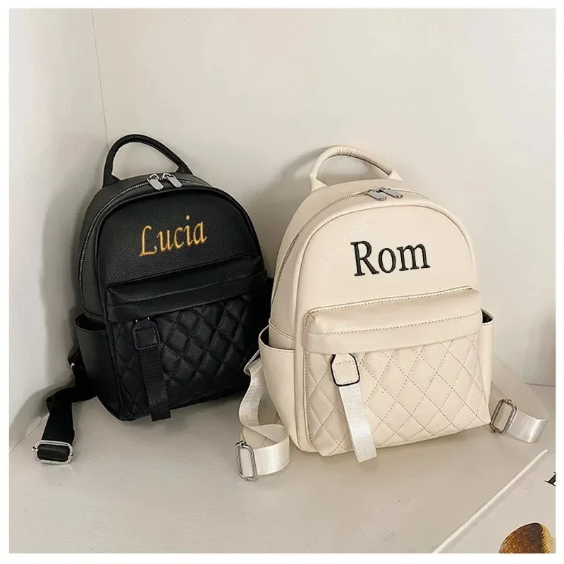 sac à dos en pu pour femme avec nom brodé, sac de mode personnalisé de haute qualité, cadeau idéal pour les femmes et les filles pour une utilisation quotidienne et en extérieur
