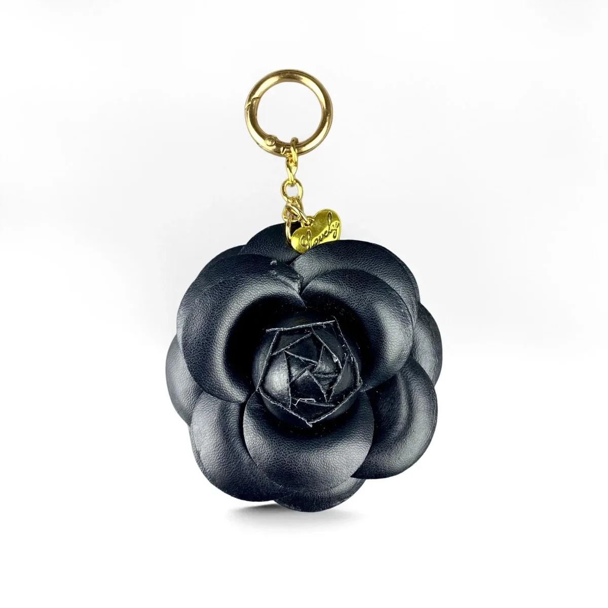 porte-clés élégant en cuir pu avec camélia, pendentif floral pour sac à dos, sac à main, breloque florale, cadeau pour femme, décoration esthétique