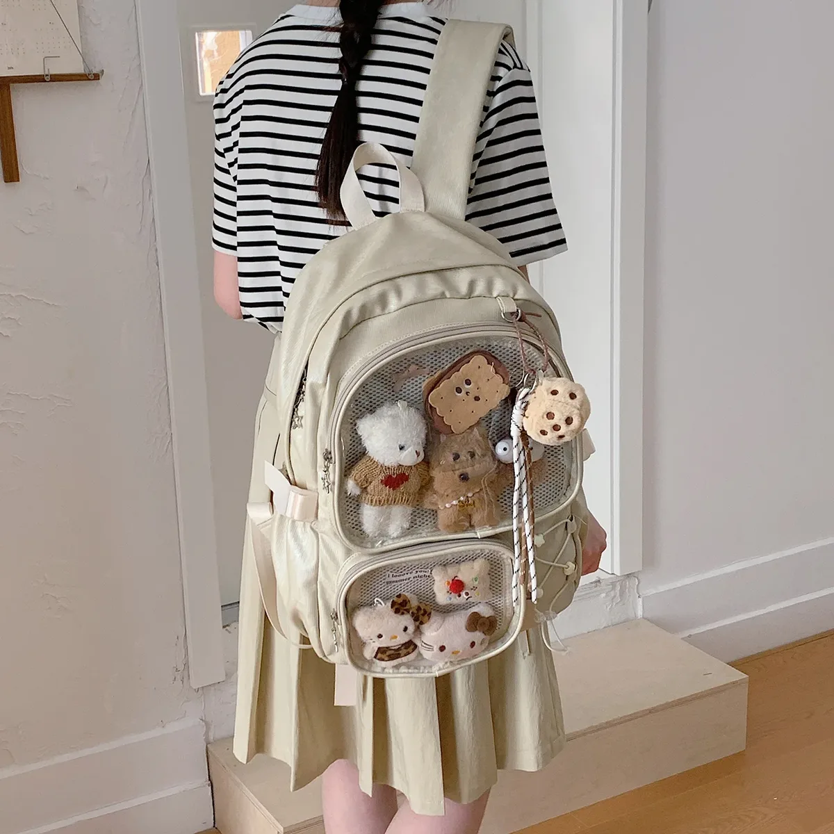 nouveau sac à dos décontracté de style coréen pour femme, sac à dos transparent y2k, sac ita kawaii doux et mignon