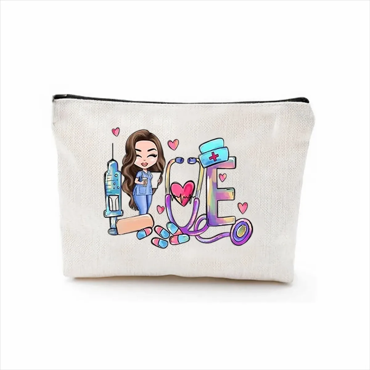 trousse polyester motif floral décontracté pliable extensible cosmétique maquillage voyage salle bain petit format