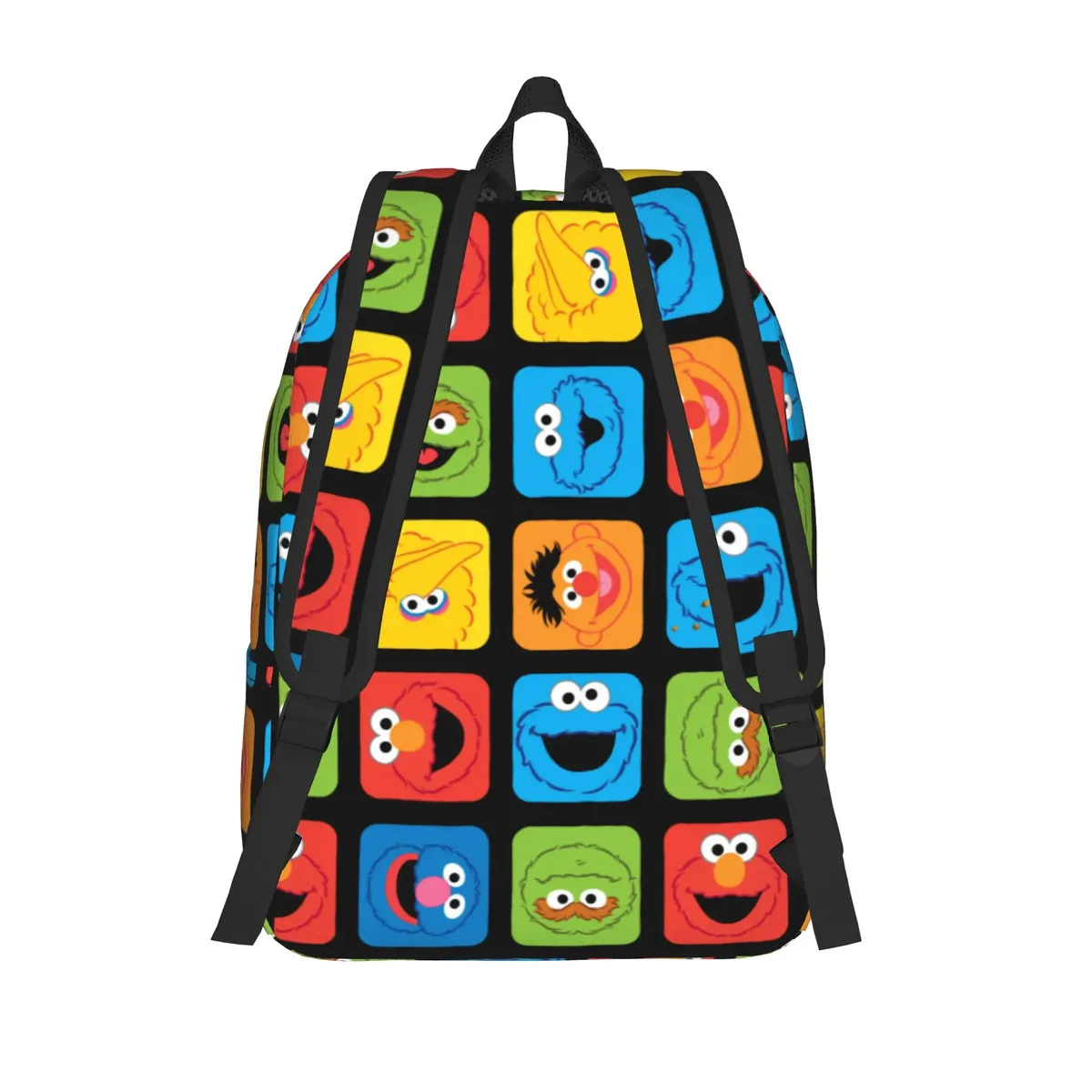 sac à dos décontracté sesames streets, durable, pour le lycée, la randonnée, les voyages, motif de faces cubiques, sac à dos de jour pour hommes et femmes, sacs en toile pour l'université