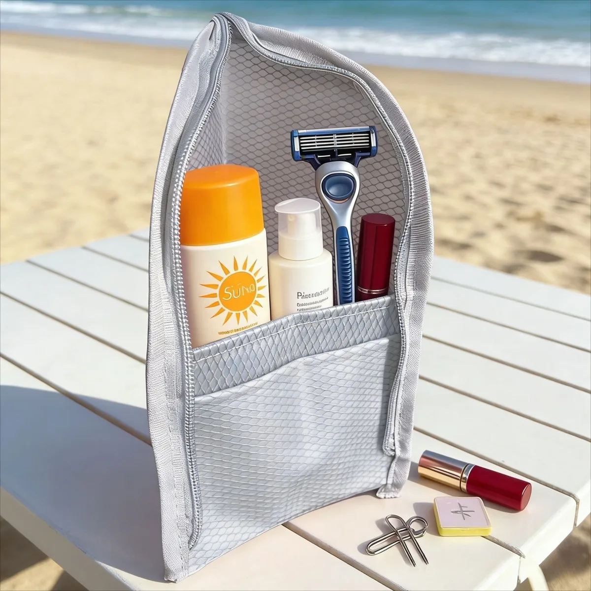 trousse de toilette en maille pour femme, organisateur de maquillage portable, étui de voyage étanche pour brosse à dents, pochette de beauté
