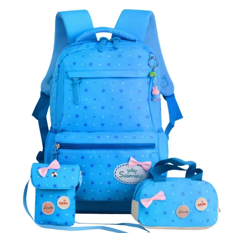 sac dos polyester point rose cœurs rouges bleus nœuds noirs pochette crayon sacs école filles voyage