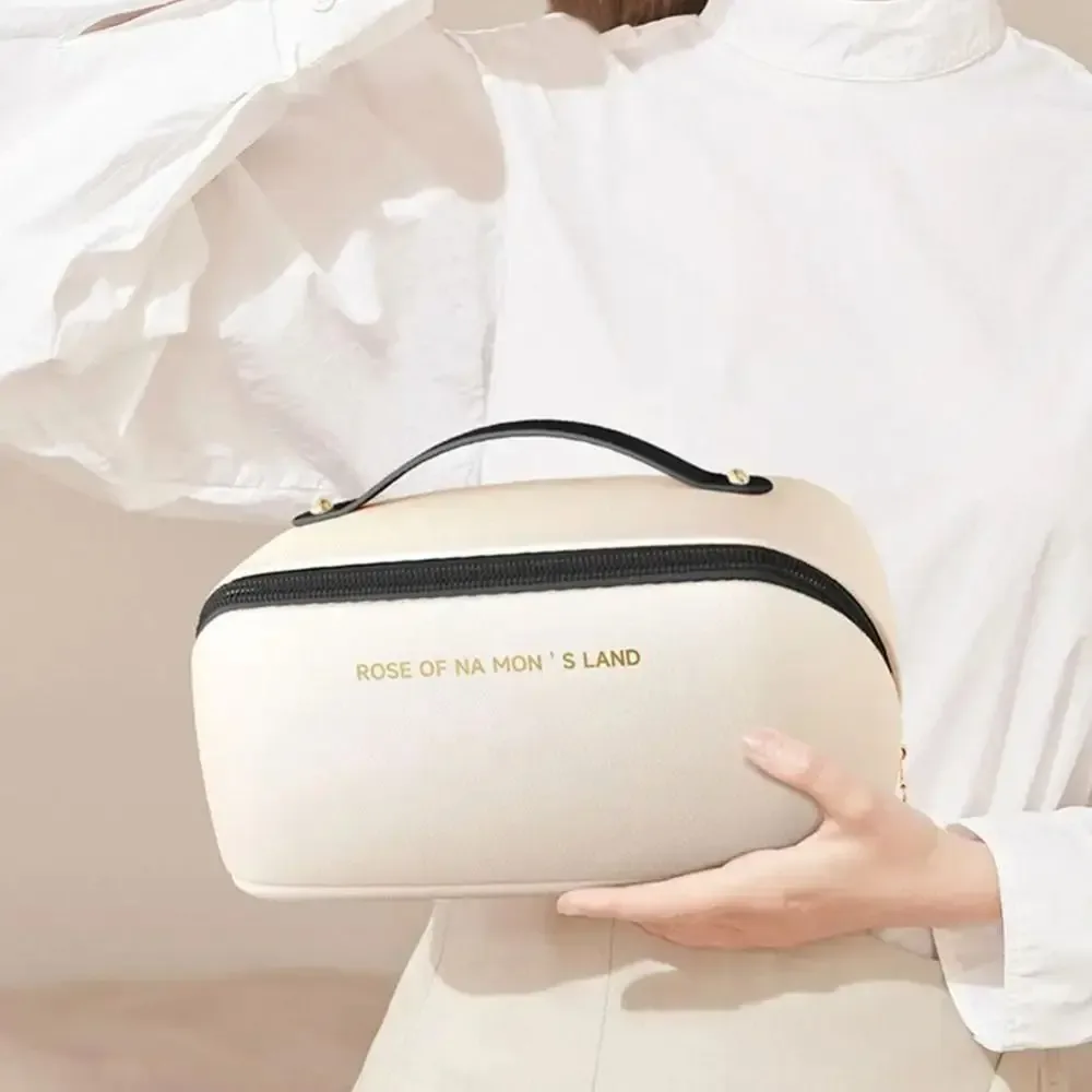 sac de maquillage portable tendance, sac cosmétique en pu, multi-compartiments, grande capacité, sac de voyage organisateur
