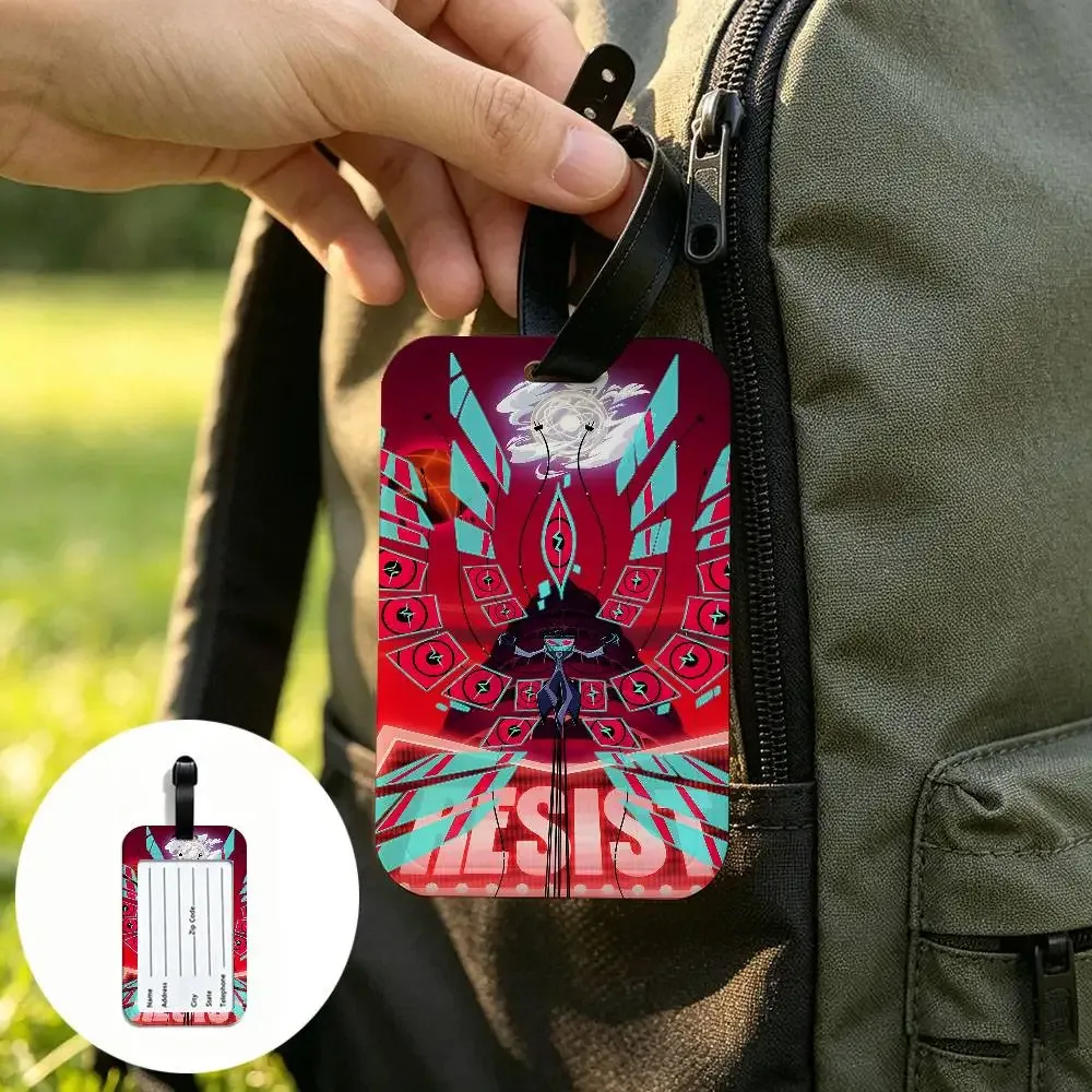 h-hazbin-hotel demonic-edgy – étui pour cartes d'information imperméable en pvc, étiquette de bagage, identificateur anti-perte pour valise et sac à main
