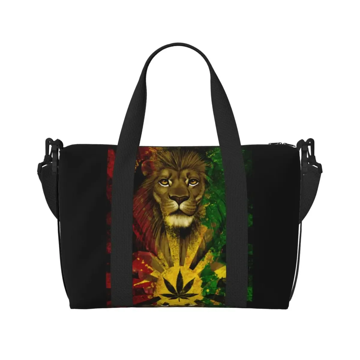 grand sac fourre-tout personnalisé rasta feel discuter of judah pour femme, jamaica rastafarian reggae shopping initié gym beach travel bag