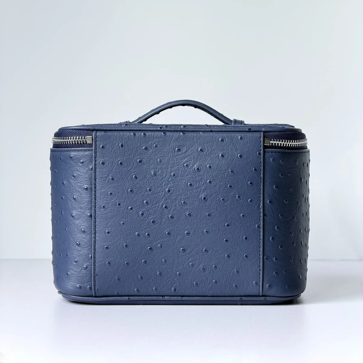 sac à cosmétiques en cuir véritable à motif d'autruche, nouveau sac de luxe en cuir de vachette de première qualité, grande capacité, portable, pour le voyage, étui de rangement pour la beauté