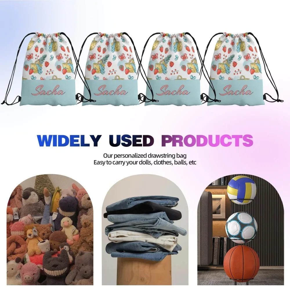 sac à dos à cordon personnalisé avec motif floral et nom, sac à cordon léger et pliable pour les vacances d'été en plein air, cadeau