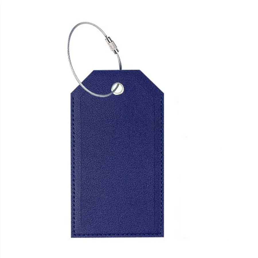 étiquette bagage simili cuir pu lisse rectangulaire anneau métallique couleurs vivantes voyage identification nom adresse