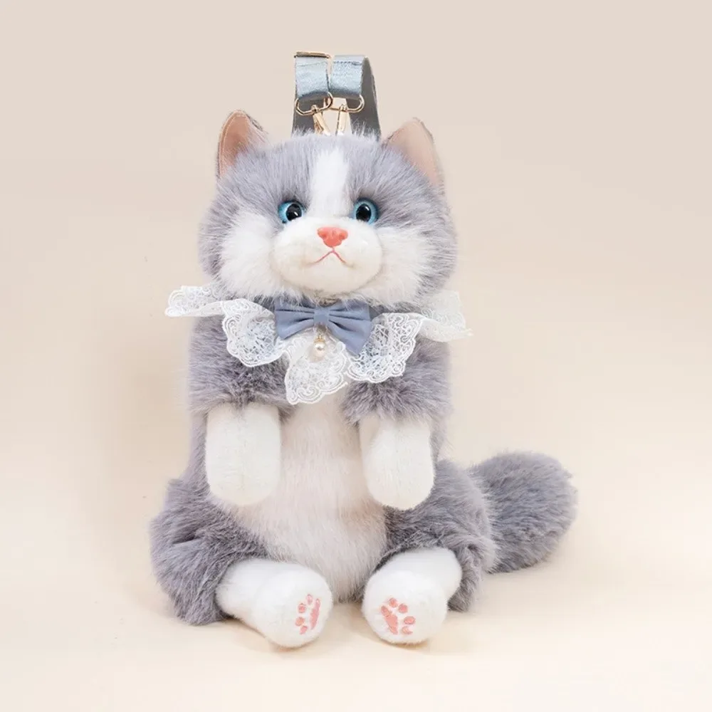 nouveau sac à dos chat réaliste de haute qualité, sac à dos chaton simulé, sac à dos scolaire doux et moelleux, sac à dos de jour mignon style dessin animé