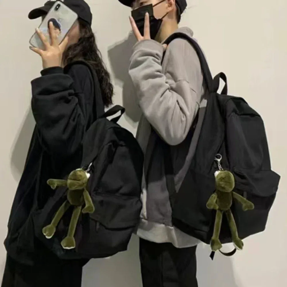 sac à dos noir de grande capacité, sac de voyage léger et simple, sacs d'école pour étudiants, sac de rangement à fermeture éclair pour étudiants