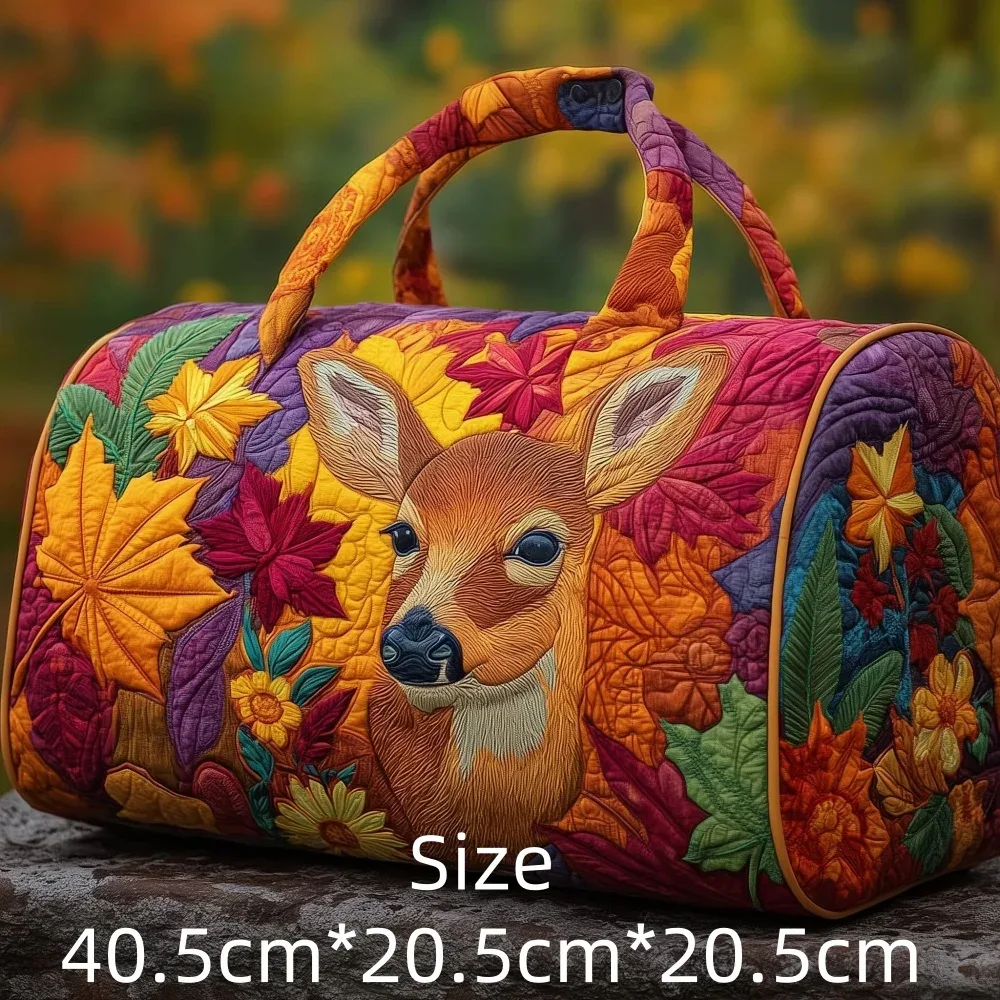 sac de voyage matelassé 3d imprimé cerf de la forêt, sac polochon fourre-tout avec poignées supérieures, bagage vintage style cabine pour femmes et hommes, idéal pour la gym, le sport et les voyages, bagage à main
