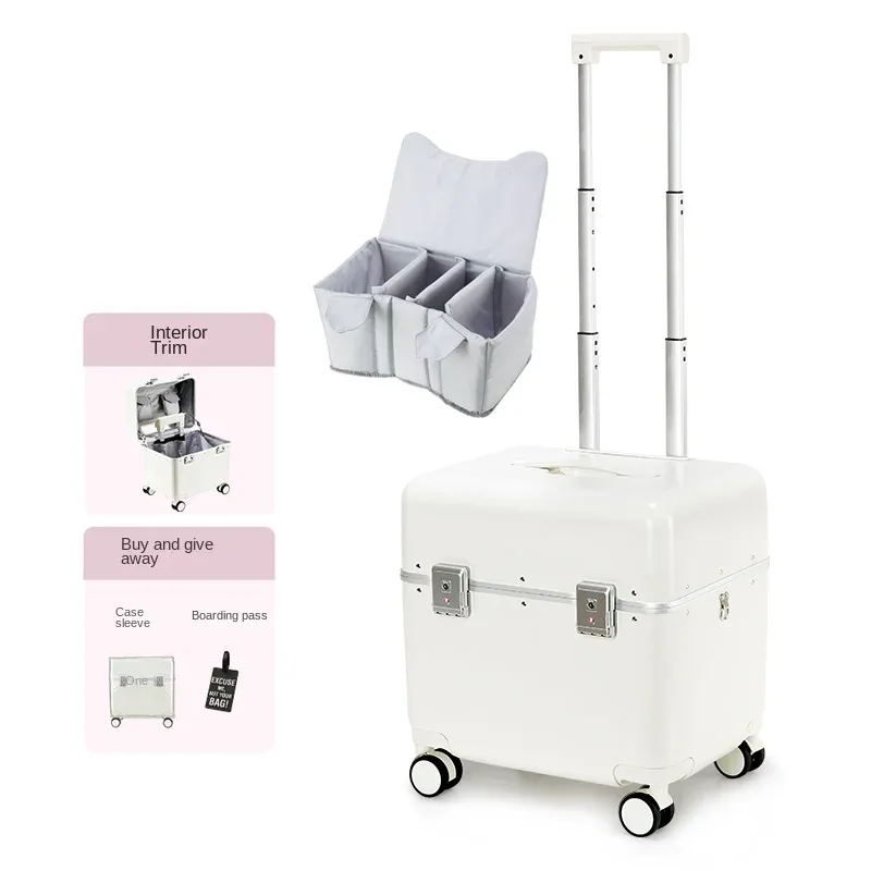 bagage 20 pouces cadre en aluminium valise à main femme avec compartiment porte-cabine d'embarquement valise à roulettes légère