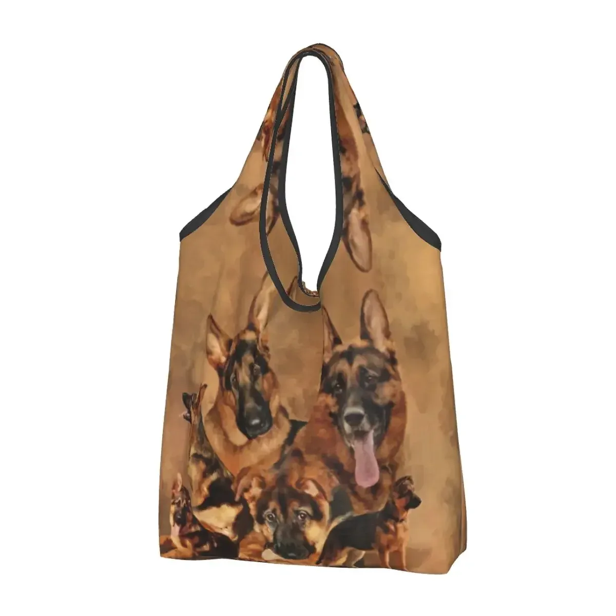 sac fourre-tout réutilisable pour femmes, sacs de courses d'épicerie portables, troupeau de contribuables allemands, sac à provisions pour amoureux des chiens, loup alsacien