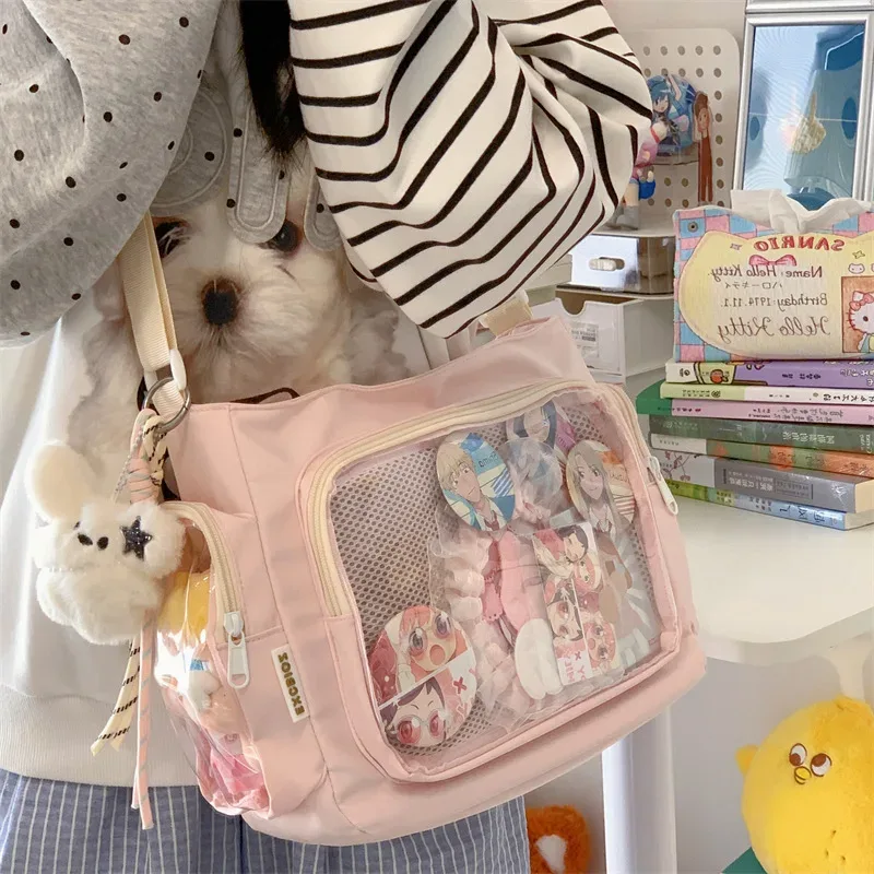 sac à bandoulière transparent simple pour filles, sac à bandoulière d'école de grande capacité, texture confortable et polyvalente, sac ita